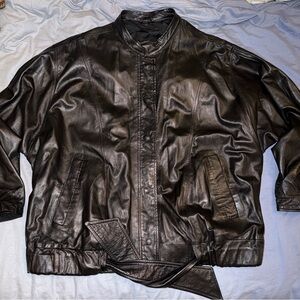 Bally Made in Italy Leather Moto Jacket Belted Waist Women’s 12